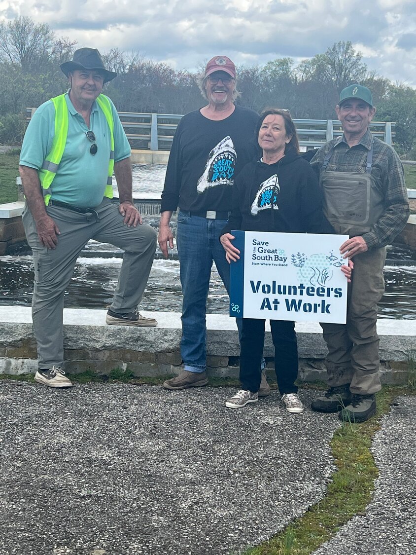 Pictured here are the members of Save the Great South Bay who organized the cleanup at Sampawams Creek, in West Islip.
